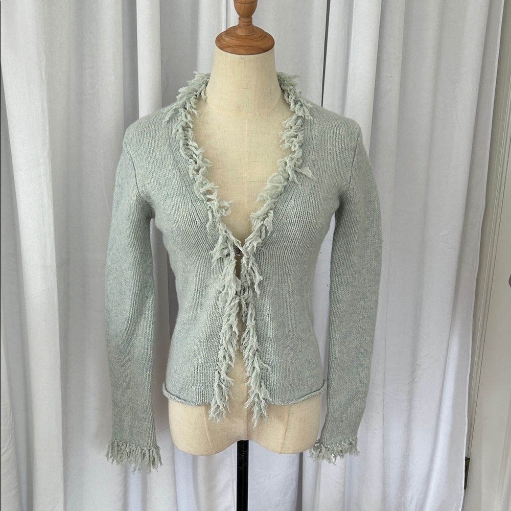 BODEN Fringed Mint Green Cardigan